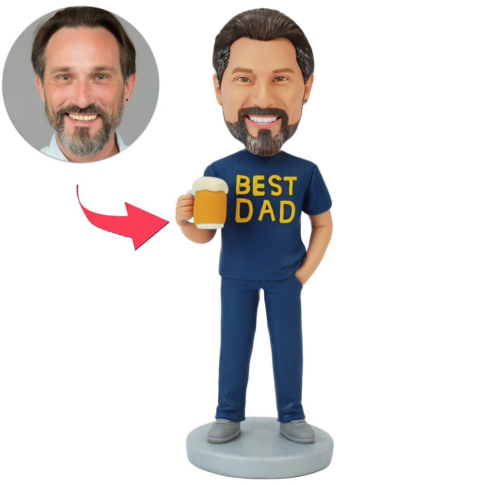 Best Dad Holding Beer Mug Custom Bobbleheads