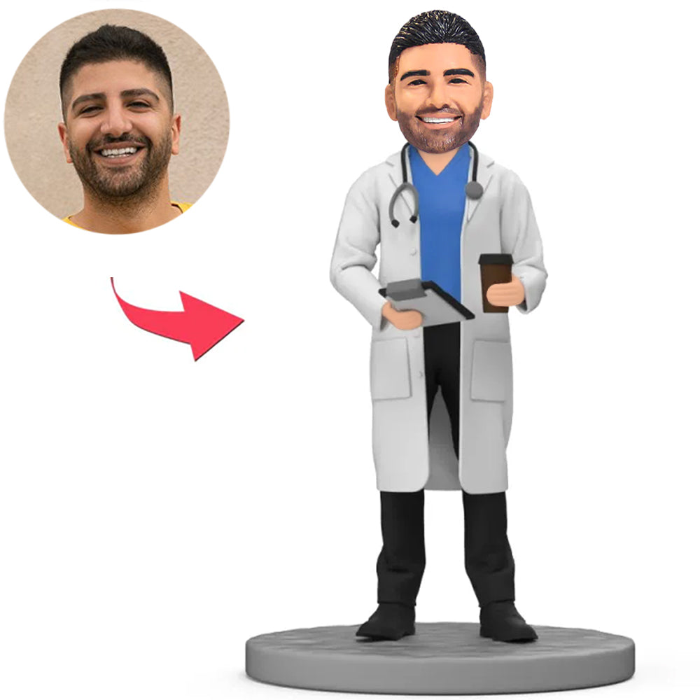 Doctor with Stethoscope and Cup Custom Bobbleheads