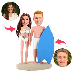 Surfing Couple Custom Bobblehead