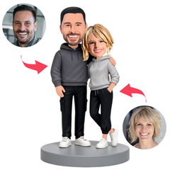 Couple Leaning Together Custom Bobbleheads