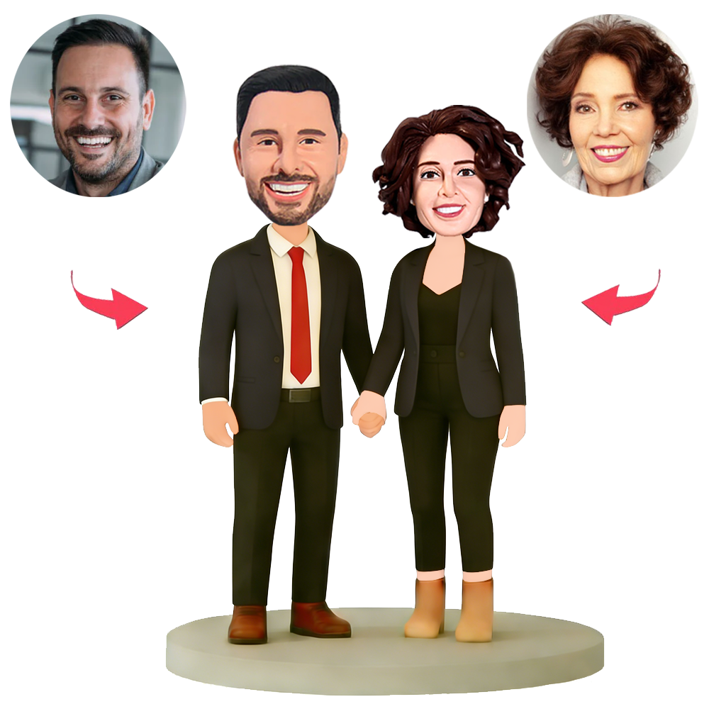 Business Couple Holding Hands Custom Bobbleheads