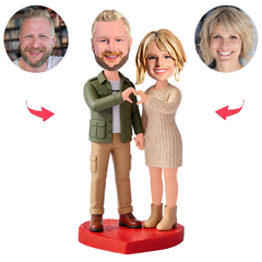 Harmonious Couple Making Heart Shapes Custom Bobbleheads