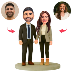 Business Elites Couple Holding Hands Custom Bobbleheads