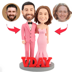 Pink Wedding Couple Custom Bobbleheads