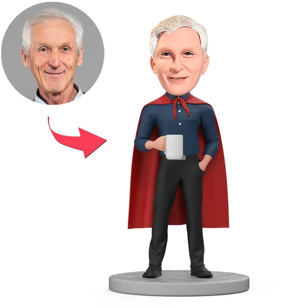 Super Business Man Holding Cup Custom Bobbleheads