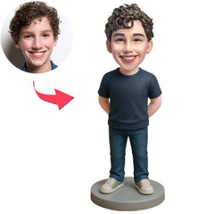 Boys in Dark Blue Shirt Custom Bobbleheads