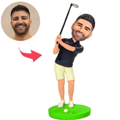 Golf Player with Golf Hole Base Custom Bobbleheads