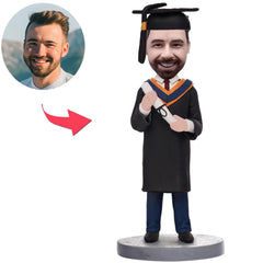 Custom Graduation Man Bobbleheads with Graduation Hat