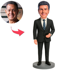 Black Suit Businessman with Phone Custom Bobbleheads