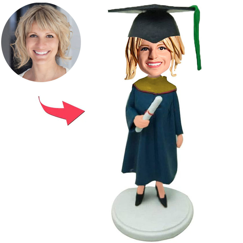 Graduation Female Custom Bobbleheads with Graduation Hat