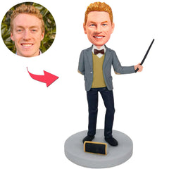 Teacher Pointing at Blackboard Custom Bobbleheads
