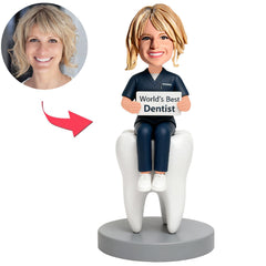 Female Dentist Sat on Teeth Custom Bobbleheads