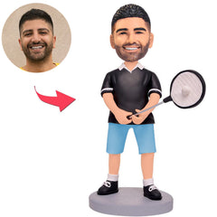 Happy Male Tennis Player Custom Bobbleheads