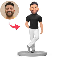 Black Polo Shirt Men Custom Bobbleheads