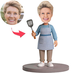 Kitchen Mom Holding Spatula Custom Bobbleheads