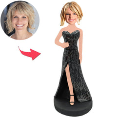 Beautiful Woman in Black Dress Custom Bobbleheads