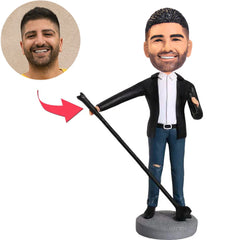 Singer Holding Microphone and Stand Custom Bobbleheads