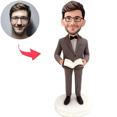 Teacher Professor Holding Book Custom Bobbleheads