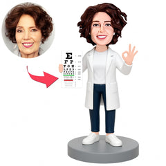 Female Ophthalmology Doctor Holding Eye Chart Custom Bobbleheads