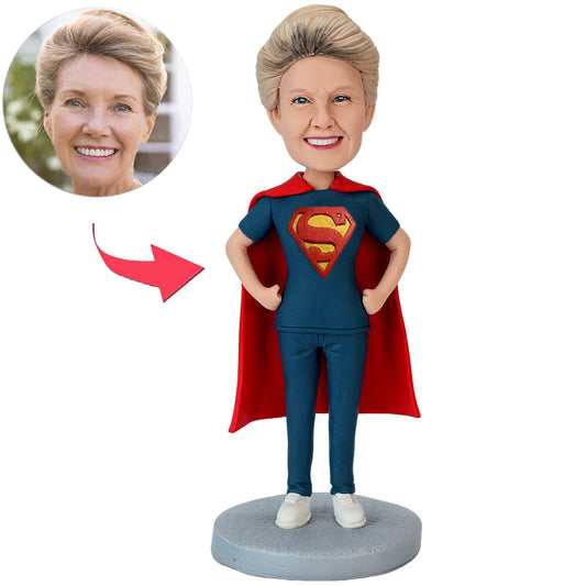Super Woman with Superhero Costume Custom Bobbleheads
