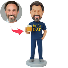 Best Dad Holding Beer Mug Custom Bobbleheads
