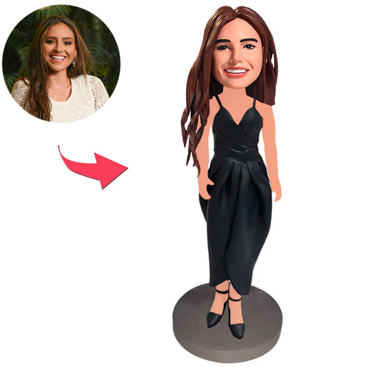 Fashion Women in Black Dress Custom Bobbleheads
