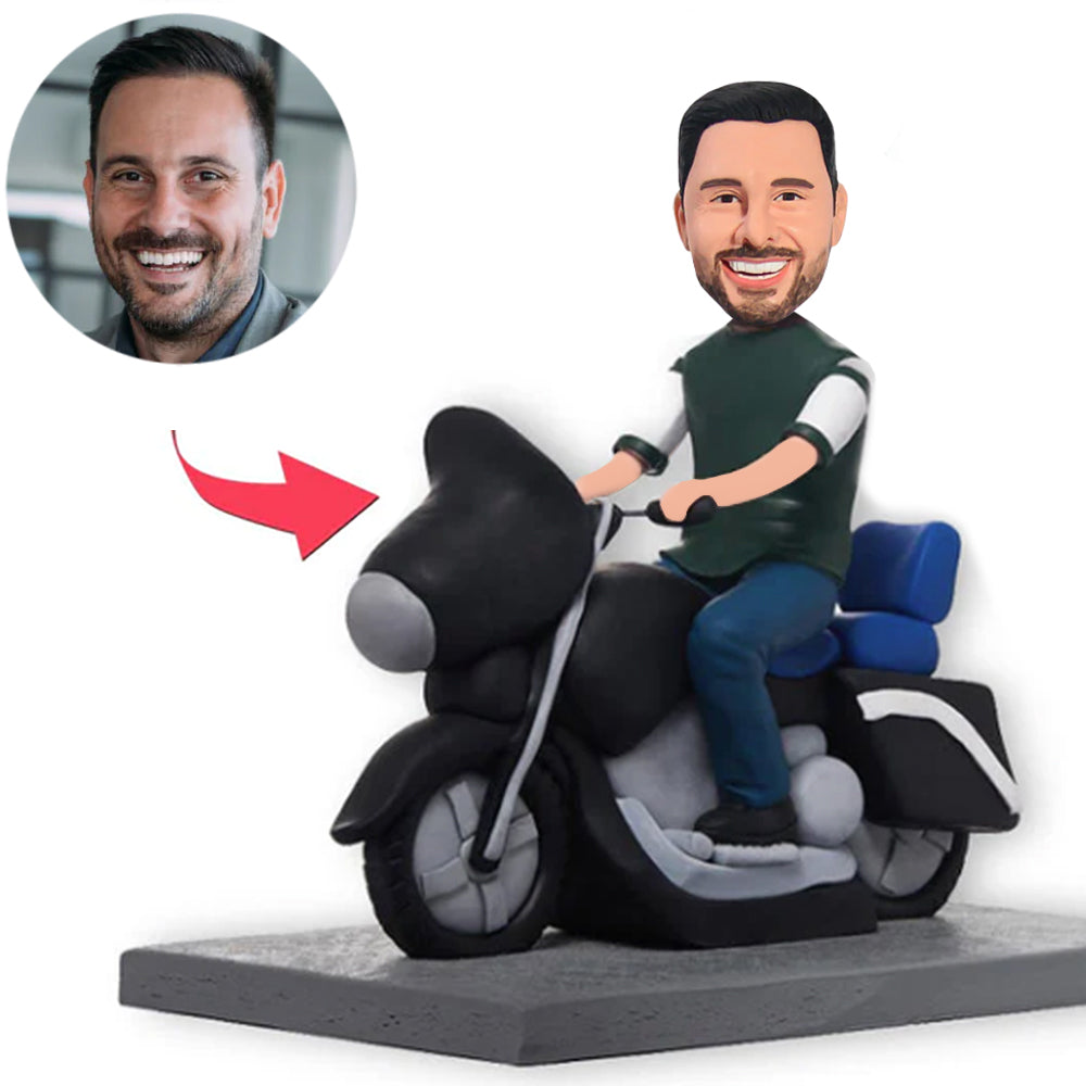 Men Riding Motorcycle Custom Bobbleheads