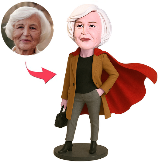 Fashion Woman Wearing Brown Coat Custom Bobbleheads