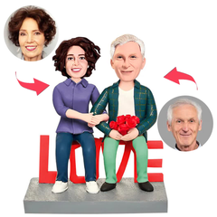 Couple Sitting on LOVE Custom Bobblehead