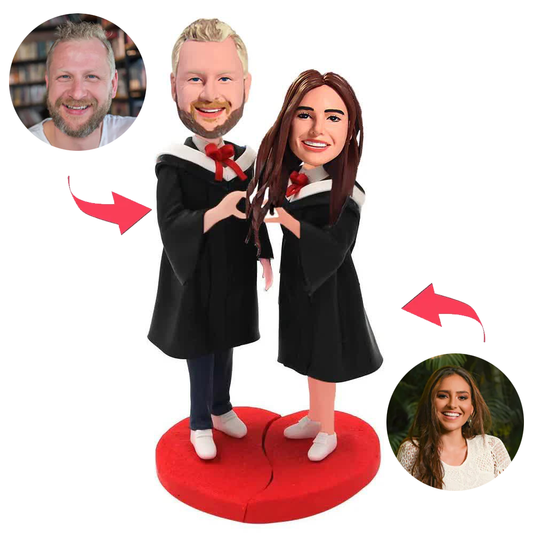 Couple Wearing Graduation Uniforms Custom Bobblehead