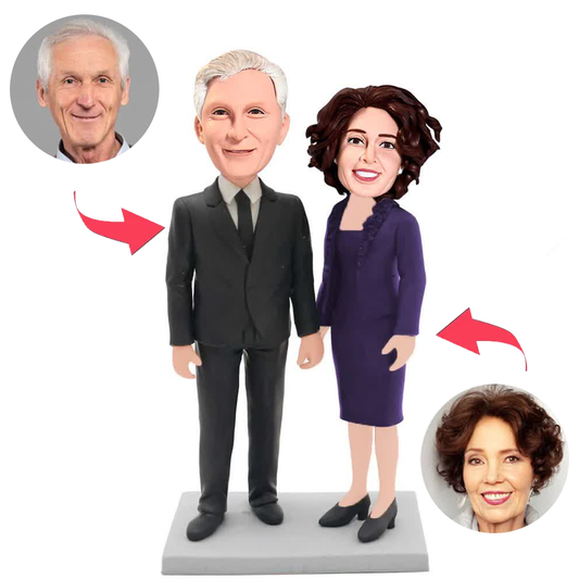 Formally Dressed Elderly Couple Custom Bobblehead