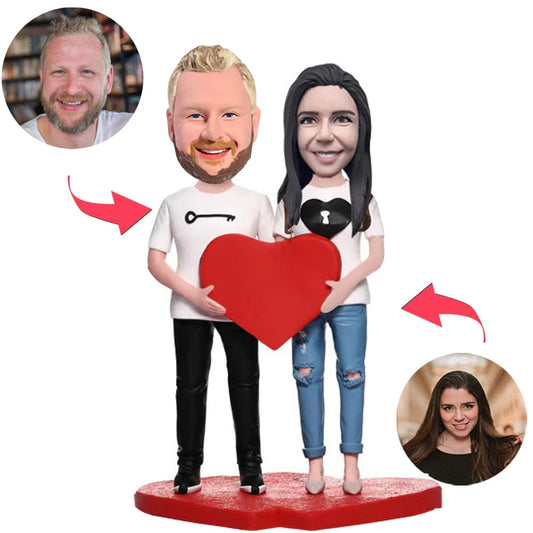 Couple Clothes Love Lock with Heart Custom Bobblehead