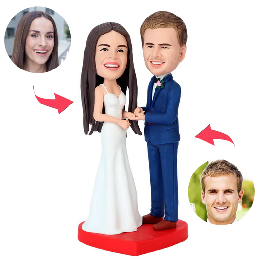 Wearing Wedding Rings Couple Custom Bobbleheads