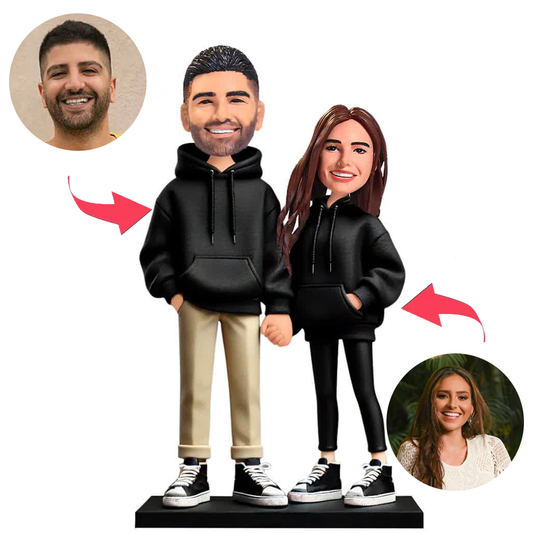 Black Couple Hoodies Custom Couple Bobbleheads