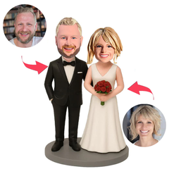 Happy Wedding Couple Custom Bobbleheads