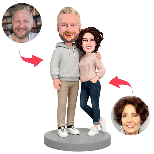 Couples Leaning Closely Together Custom Bobbleheads