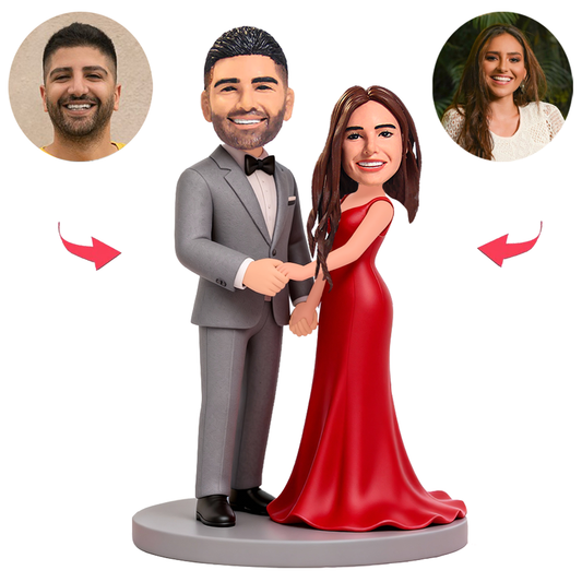 Newlyweds Holding Hands Custom Bobbleheads