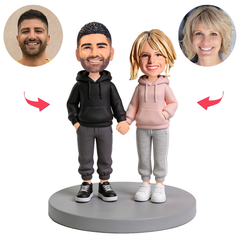 Couples in Casual Outfits Holding Hands Custom Bobbleheads