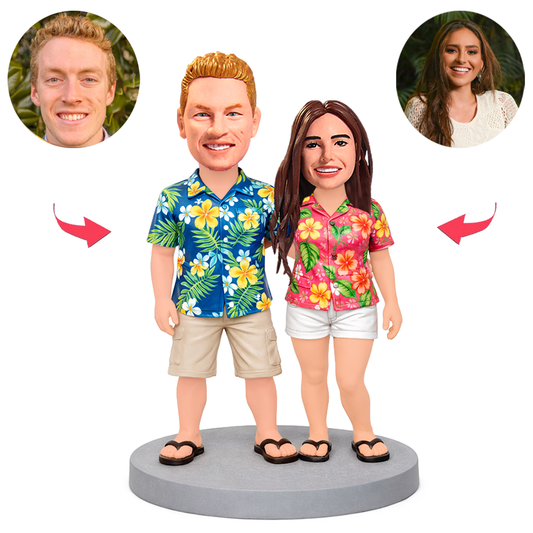 Beach Shirt Couple Custom Bobbleheads