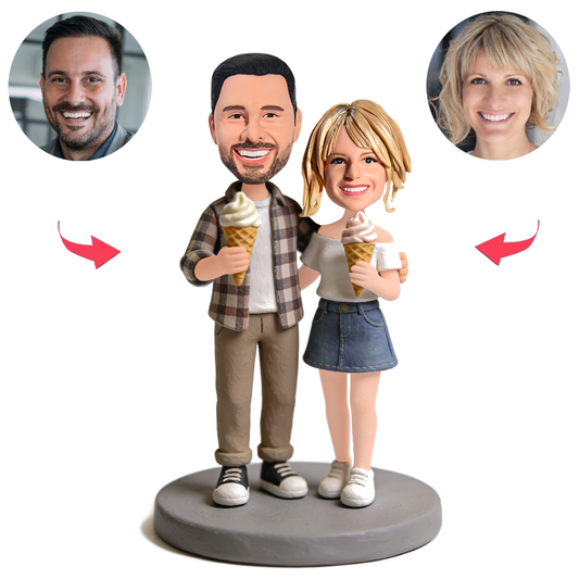A Contented Couple With Ice Cream Custom Bobbleheads