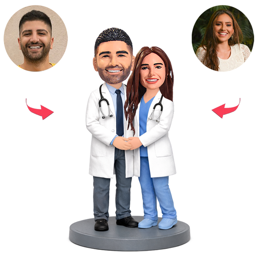 Surgeon Couple Leaning Together Custom Bobbleheads