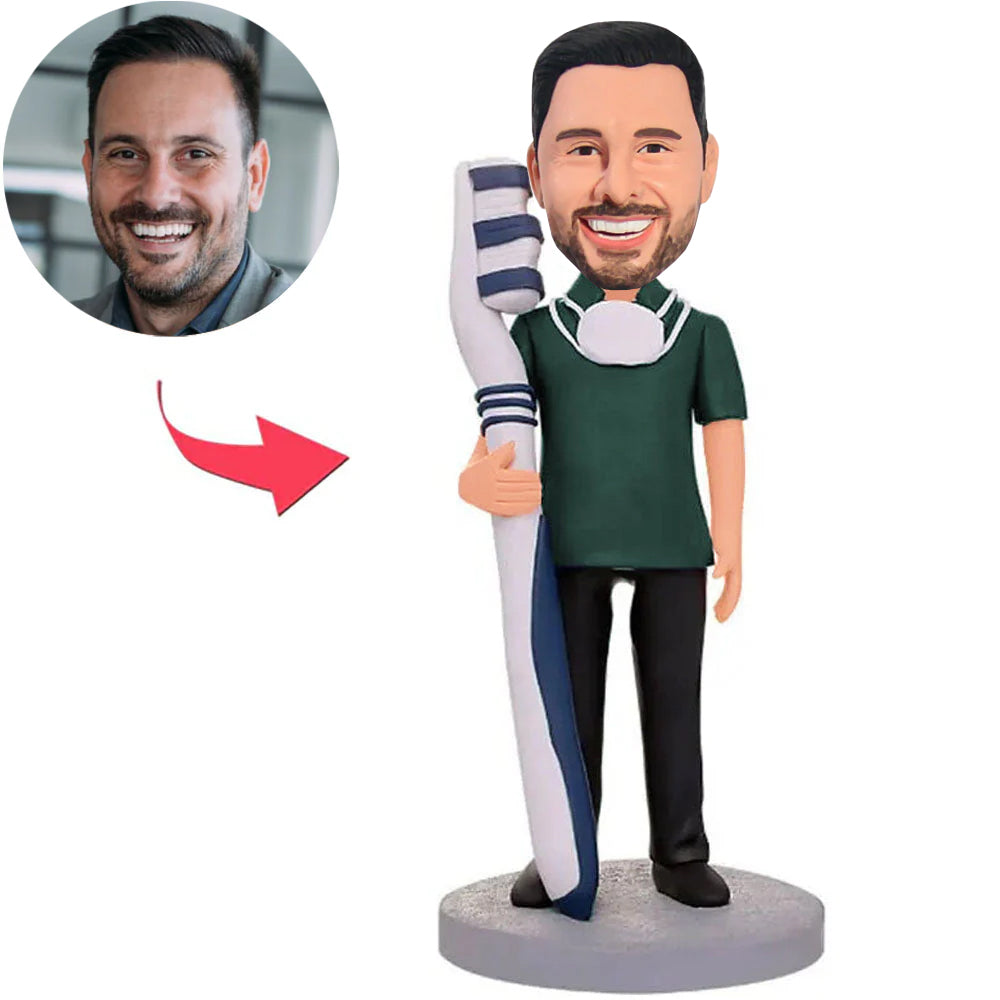 Dentist Holding Toothbrush Custom Bobbleheads