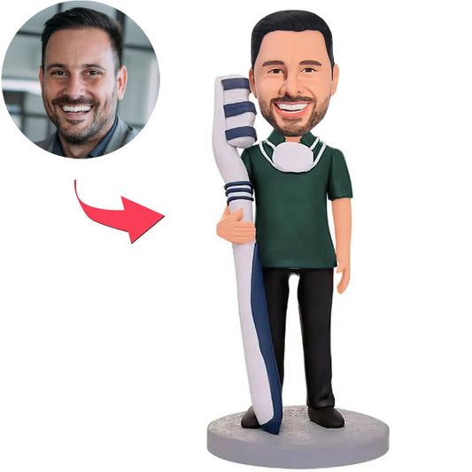 Dentist Holding Toothbrush Custom Bobbleheads
