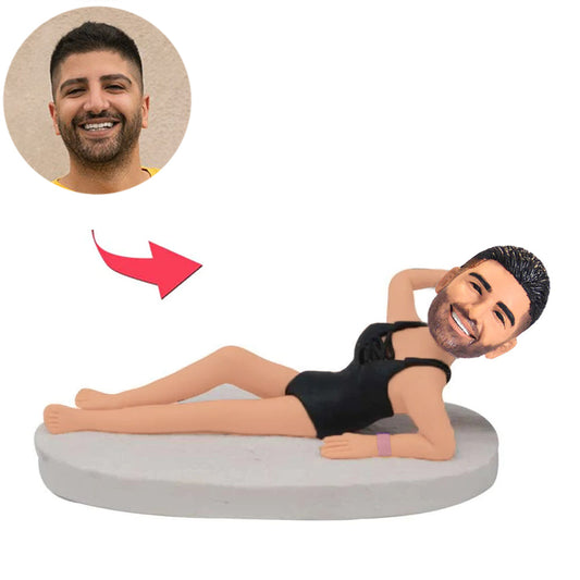 Sexy Busty Man Lying Down Wearing Skirt Custom Bobbleheads