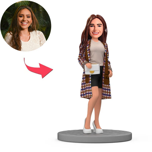 Happy Graduation Beautiful Girl with Bag Custom Bobbleheads