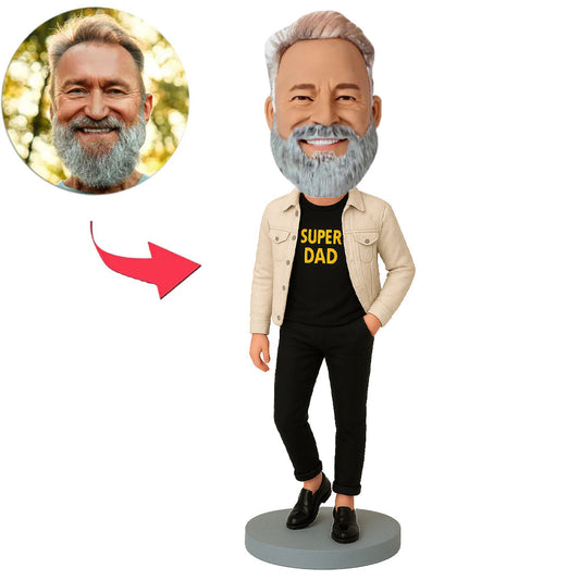 Super Dad in Beige Jacket Custom Bobbleheads