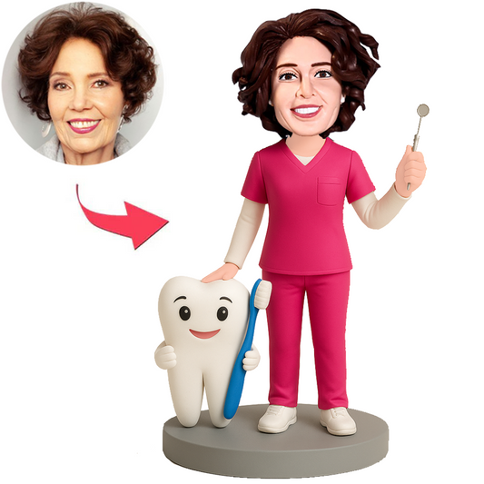 Female Dentist with Huge Tooth Custom Bobbleheads