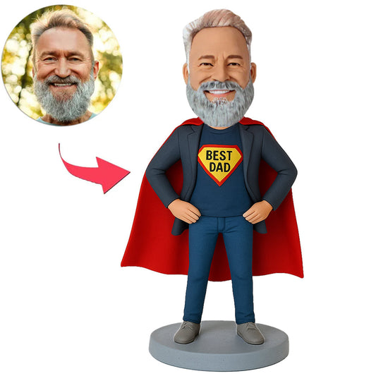 Best Dad Wears Dark Blue Suit Custom Bobbleheads