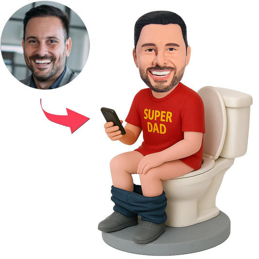Super Dad Sit on Toilet Custom Bobbleheads