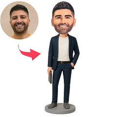 Business Man Holding Tablet Custom Bobbleheads